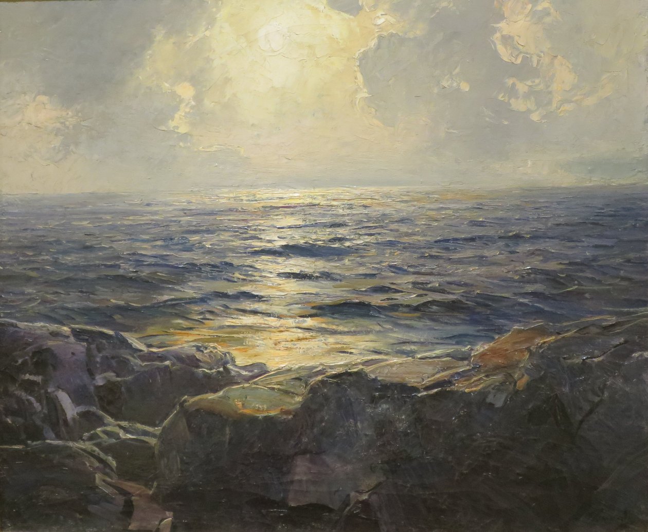 Moonrise Quarter Moon on Tumbling Seas od Frederick Judd Waugh