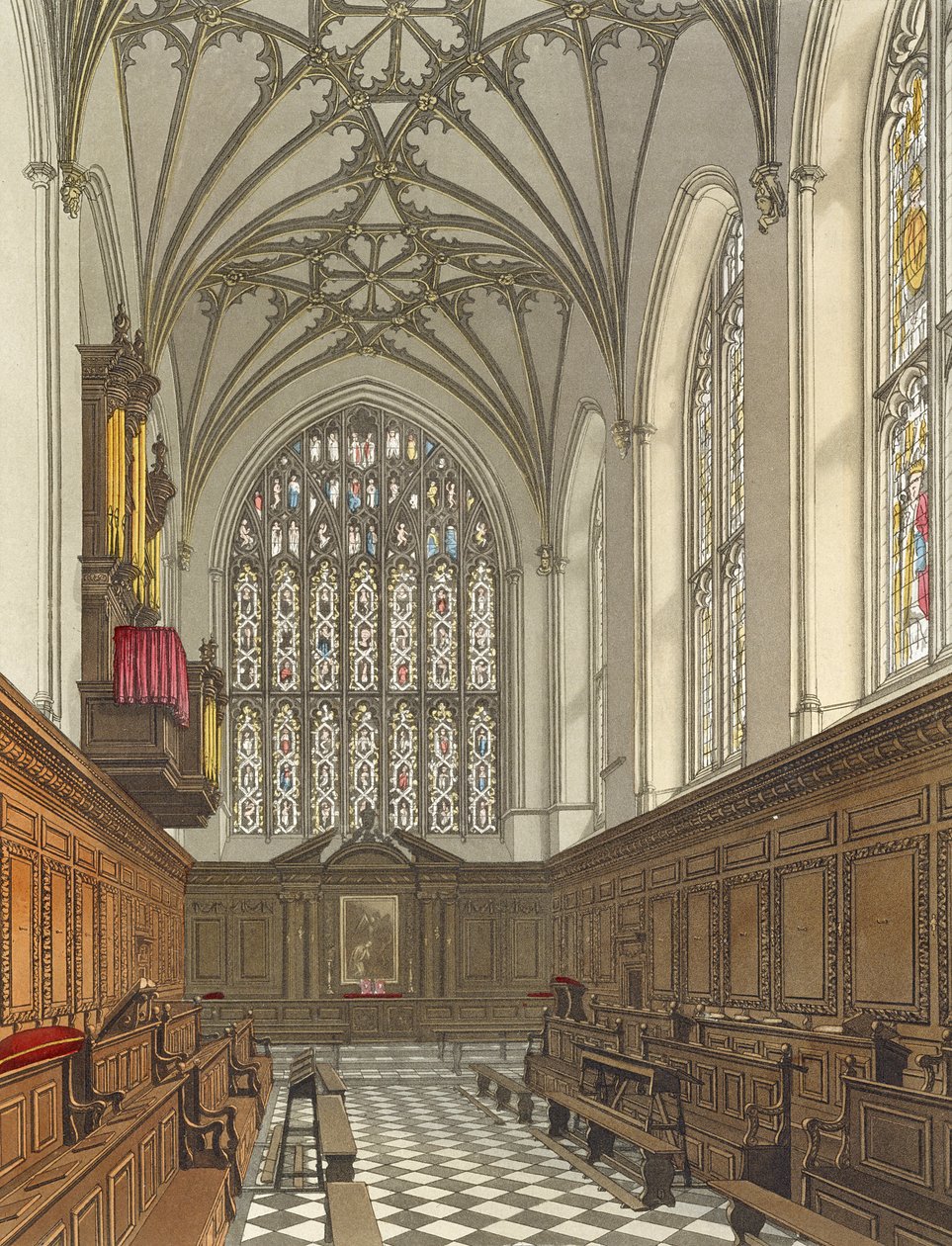 Kaple Winchester College, z "History of Winchester College", části "History of the Colleges", rytina Williama Jamese Bennetta (1787-1844), vydaná R. Ackermannem, 1816 (akvatinta) od Frederick Mackenzie