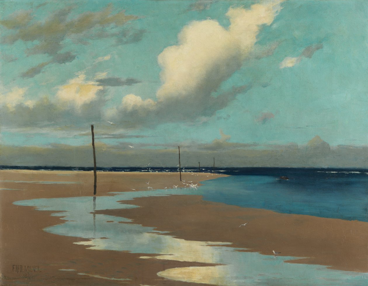 Pláž při odlivu, 1890 od Frederick Milner