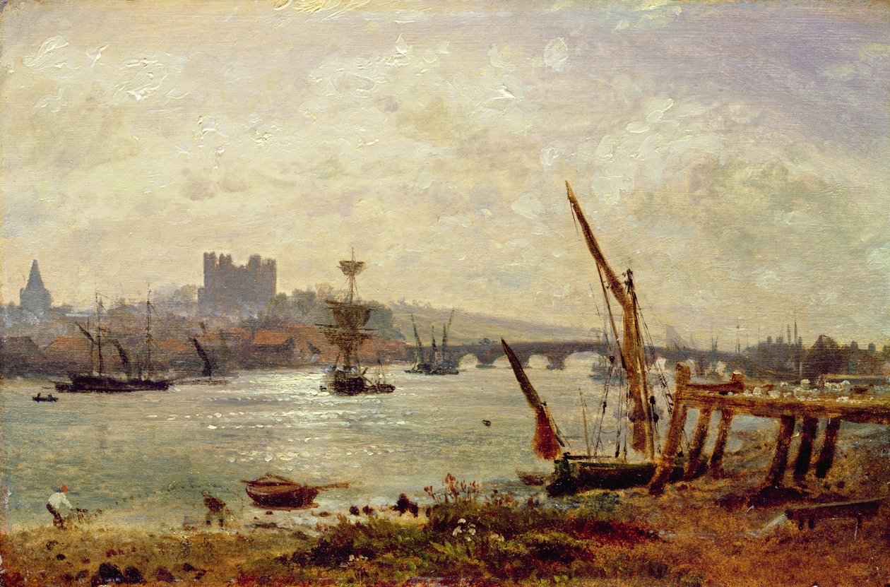 Rochesterská katedrála a hrad, asi 1820-30 od Frederick Nash