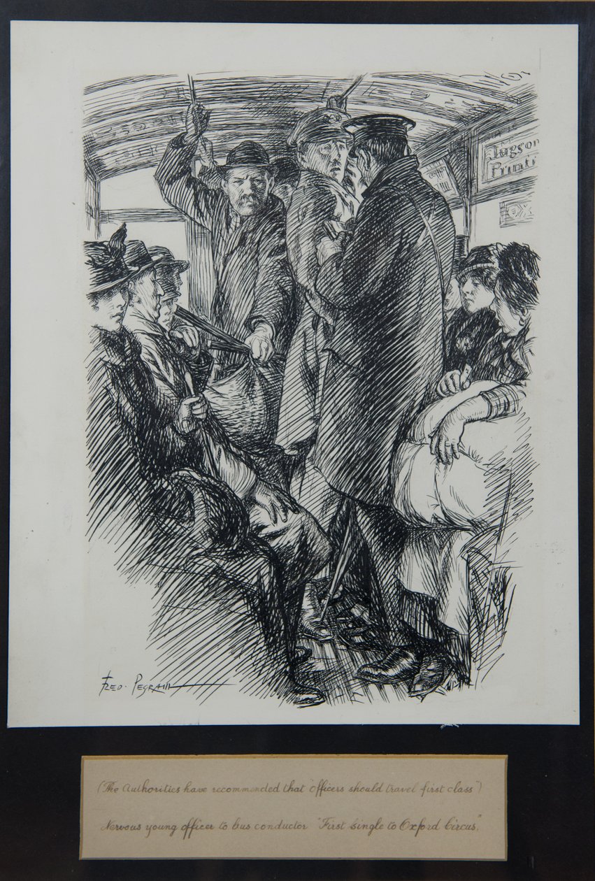 Nervózní mladý důstojník k dirigentovi autobusů První singl v Oxford Circus od Frederick Pegram