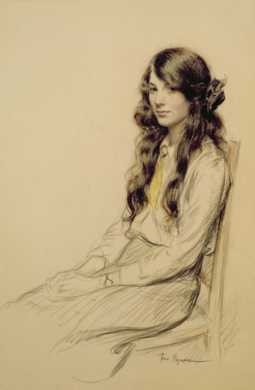Portrét mladé dívky, asi 1914 (křída) od Frederick Pegram