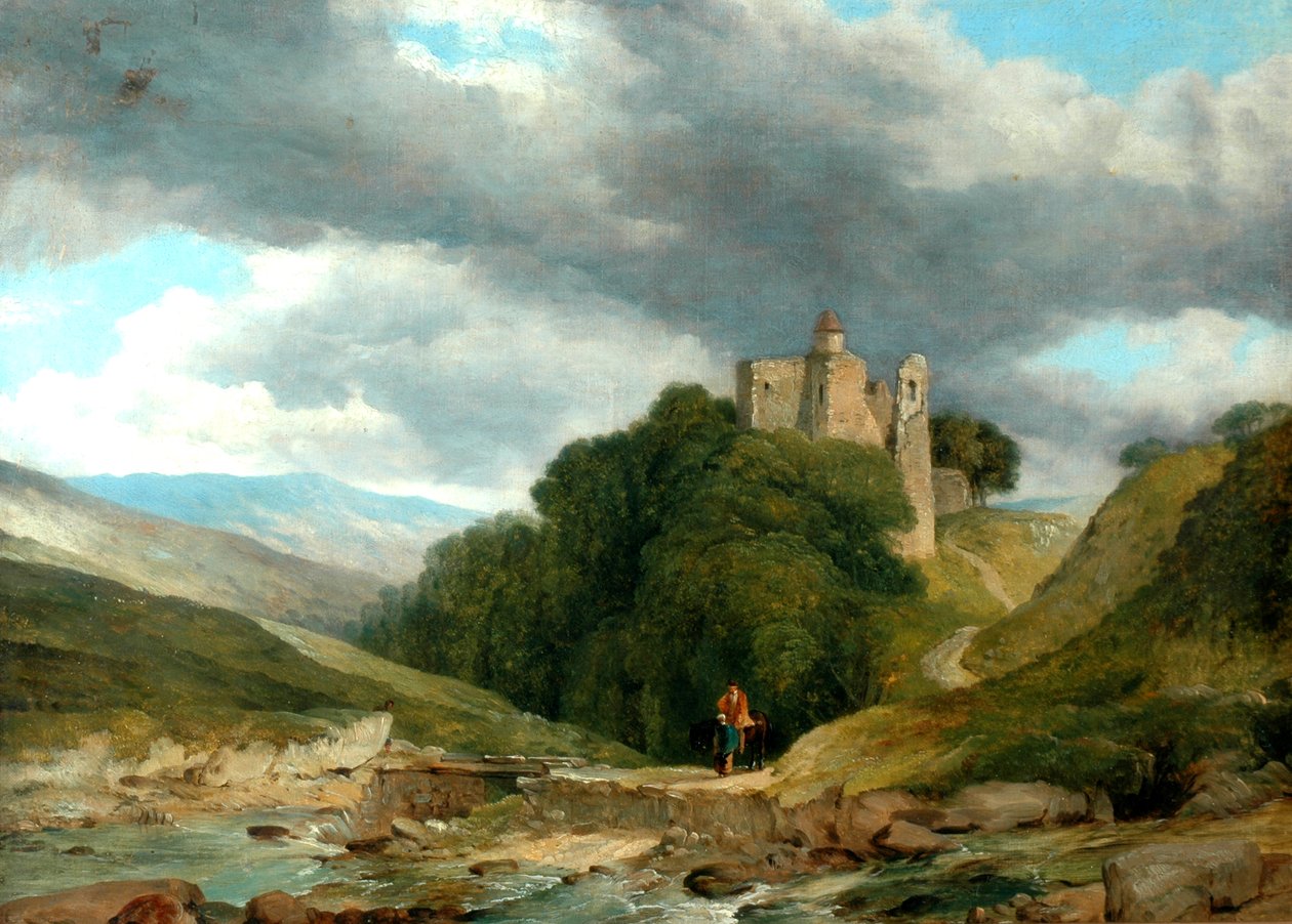 Krajina se zříceninou hradu, 1864 (olej na plátně, přelinkováno) od Frederick Richard Lee