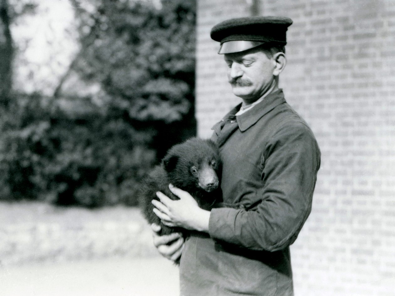 A Keeper drží mládě lenochoda v londýnské zoo, srpen 1921 od Frederick William Bond