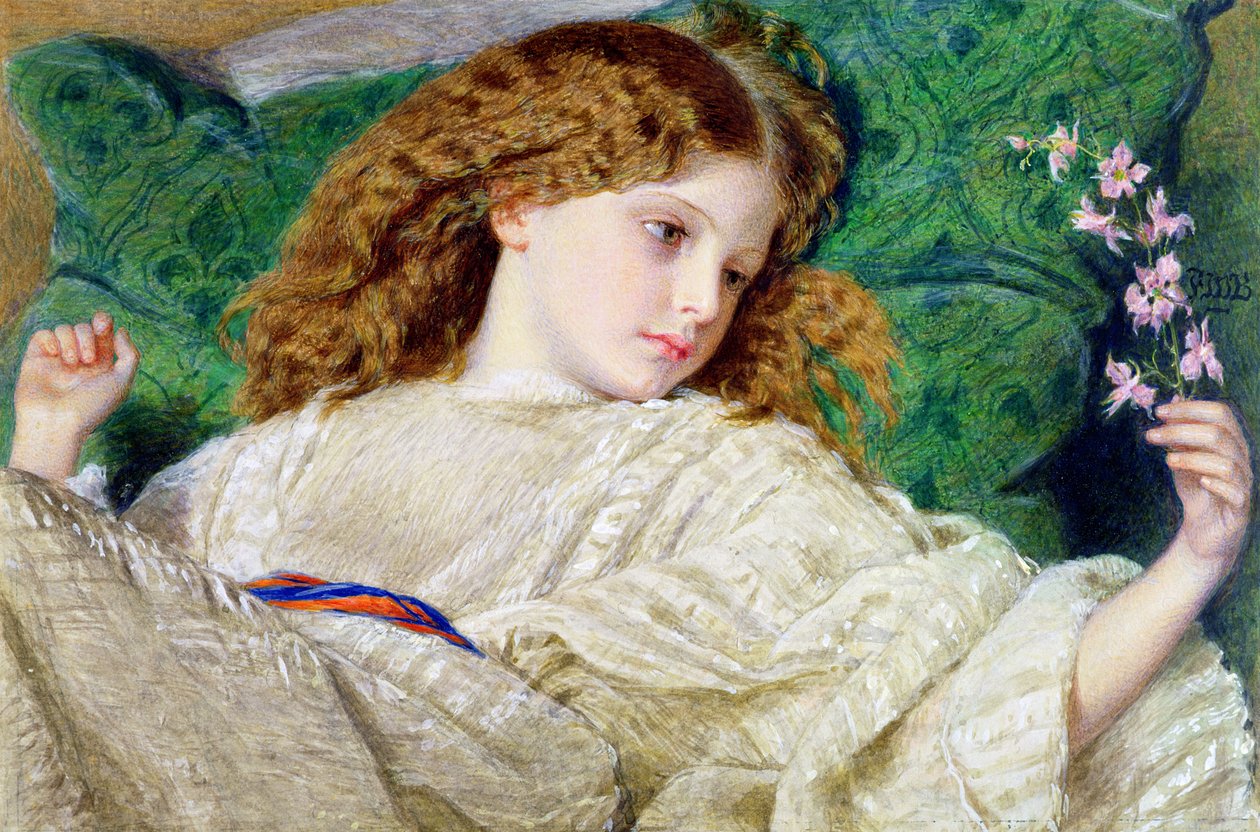 Dreams, c.1861 (wc, tělová barva a guma přes grafit na kartě) (viz 133888) od Frederick William Burton