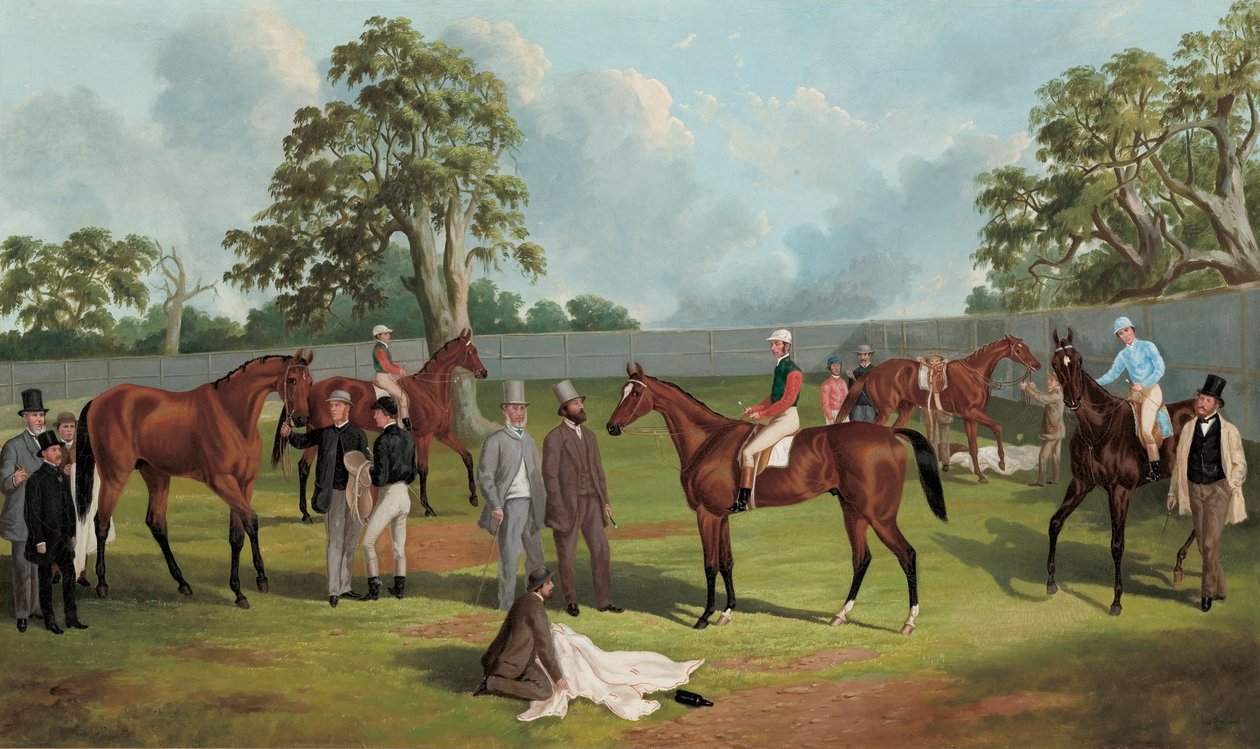 Skupina ve výběhu závodní dráhy v Dowling Forest, Ballarat, 1863 od Frederick Woodhouse