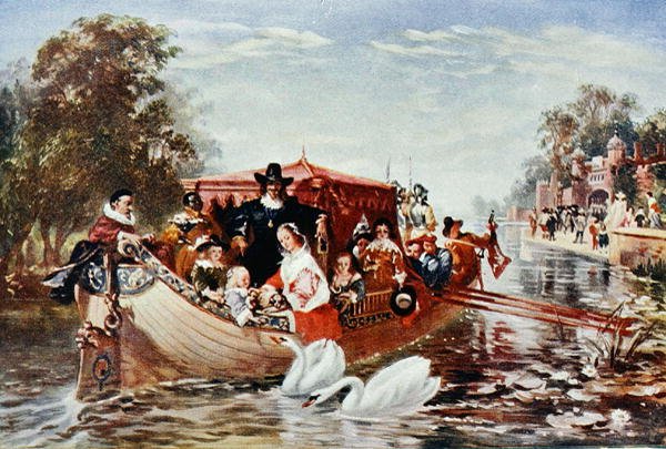 Šťastnější dny Karla I. (1625–1649) ilustrace z „Životy velkých mužů vyprávěných velkými muži“, editoval Richard Wilson, kolem 20. let 20. století (barevně lito) od Frederick (after) Goodall