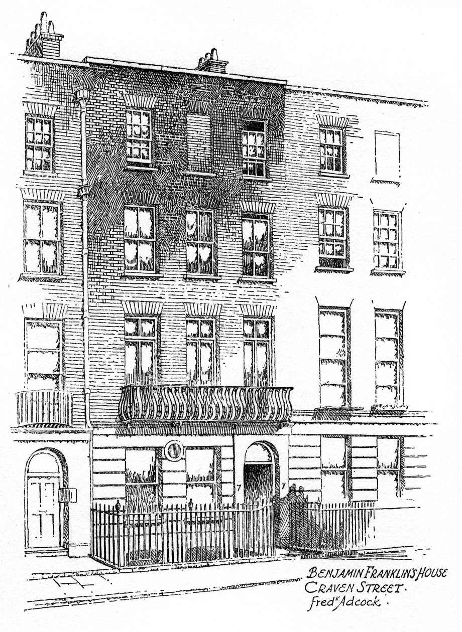 Dům Benjamina Franklina, 36 Craven Street, Londýn, 1912 od Frederick Adcock