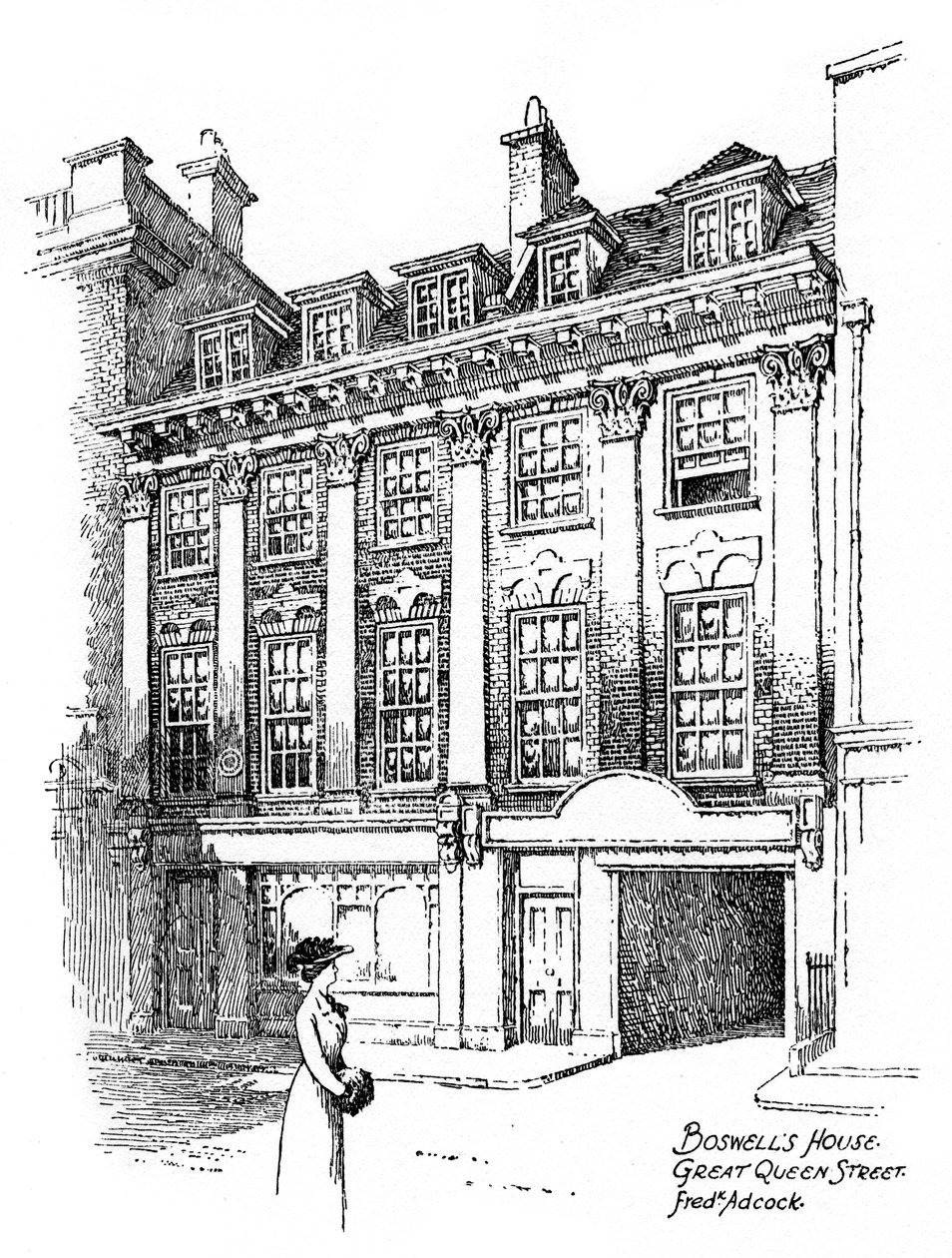 Dům Jamese Boswella, Great Queen Street, Covent Garden, Londýn, 1912 od Frederick Adcock