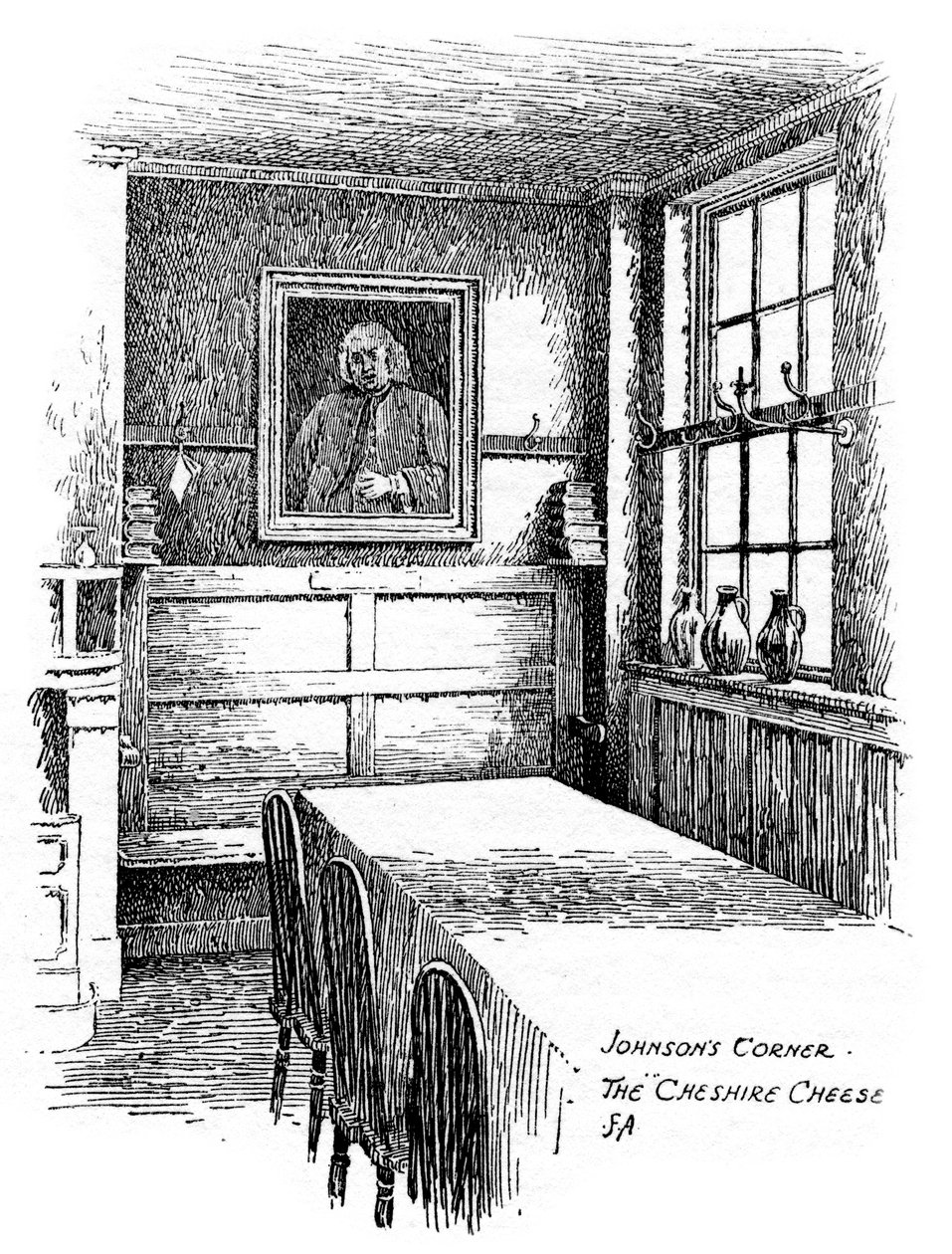 Johnsons Corner, hospoda Cheshire Cheese, City of London, 1912 od Frederick Adcock