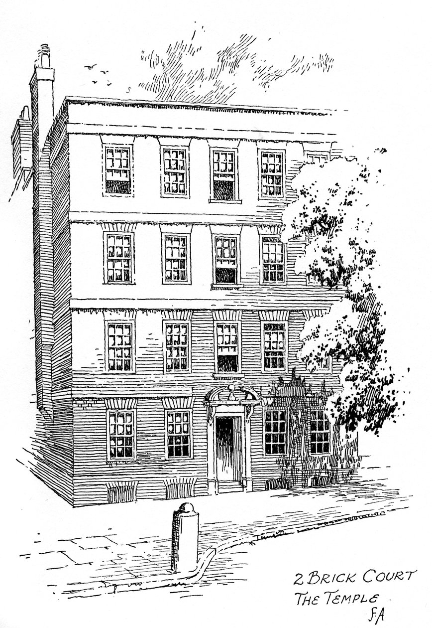Oliver Goldsmiths dům, 2 Brick Court, Temple, Londýn, 1912 od Frederick Adcock
