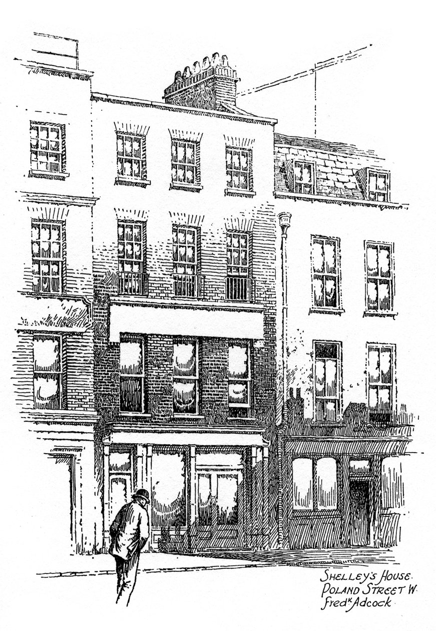 Percy Bysshe Shelleys dům, Poland Street, Borough of Westminster, Londýn, 1912. od Frederick Adcock