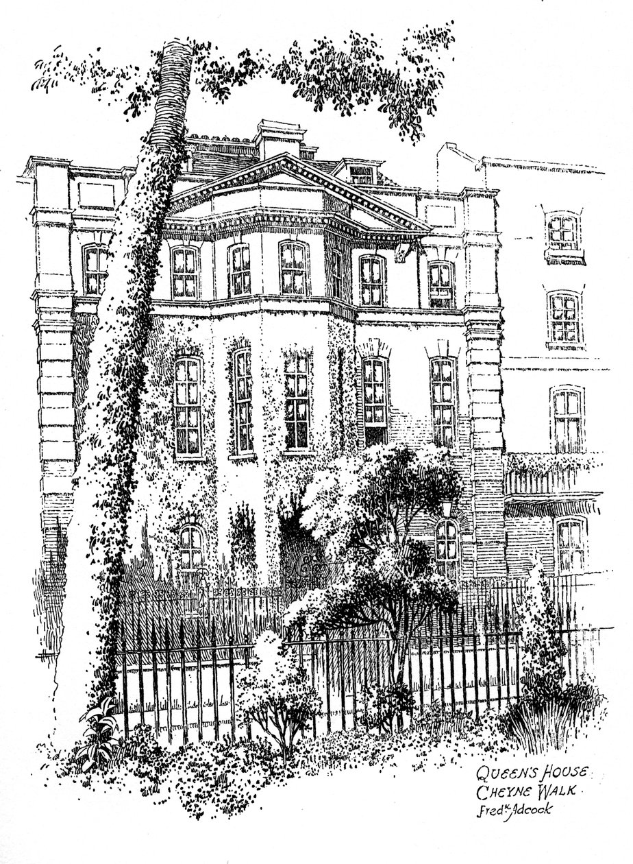 Queens House, Cheyne Walk, Chelsea, Londýn, 1912 od Frederick Adcock