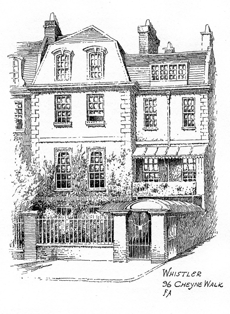Whistlers dům, 96 Cheyne Walk, Chelsea, Londýn, 1912 od Frederick Adcock