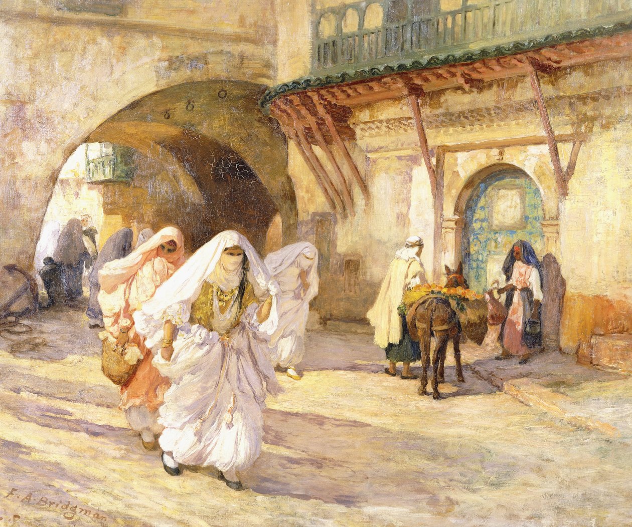 Arabské ženy v ulici, od Frederick Arthur Bridgman