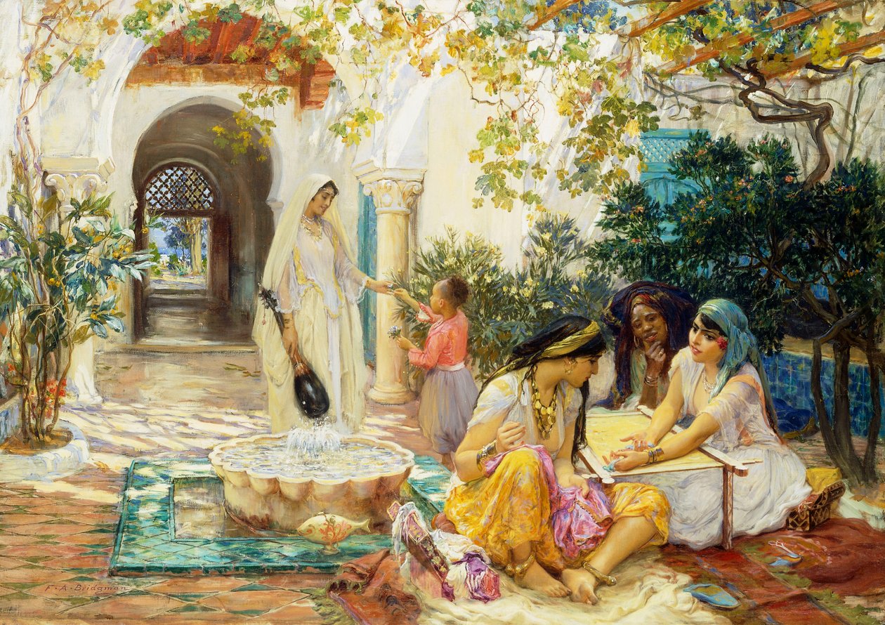 Ve vesnici v El Biar, Alžír, od Frederick Arthur Bridgman