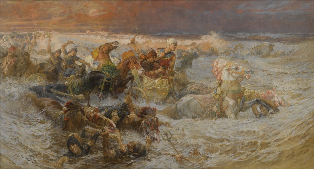 Faraonská armáda pohlcená Rudým mořem od Frederick Arthur Bridgman