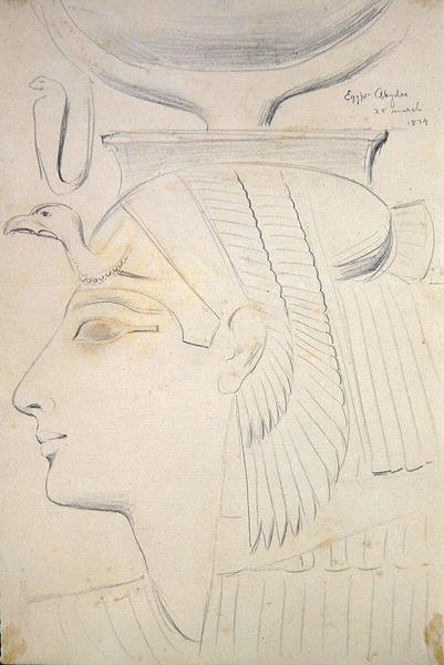 Studie reliéfu bohyně v chrámu Seti I, Abydos od Frederick Arthur Bridgman