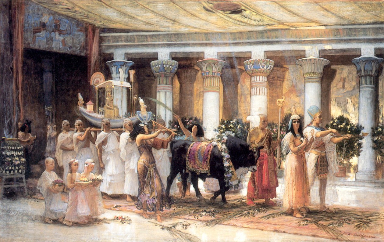Procesí posvátného býka Apis, konec 19. nebo začátek 20. století. od Frederick Arthur Bridgman
