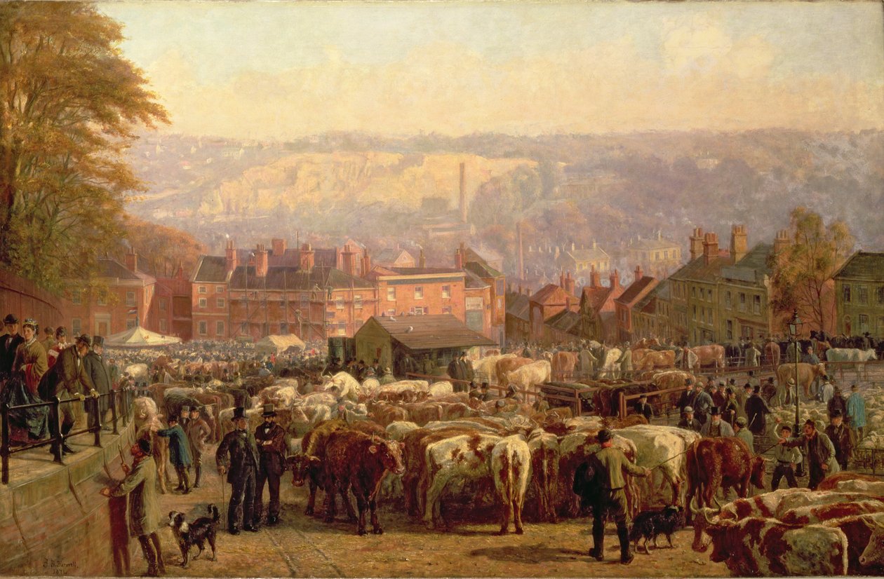 The Hill at Norwich na Market Day, 1871 od Frederick Bacon Barwell