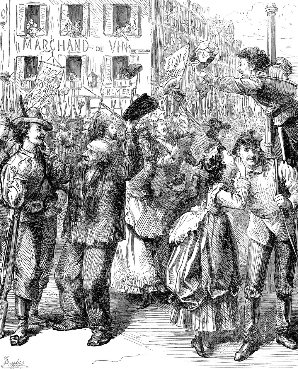 Obrana Paříže: studenti jdou obsadit barikády, francouzsko-pruská válka, 1870 od Frederick Barnard