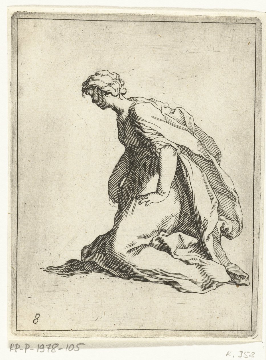 Klečící mladá žena 15 malých figurek (název série) od Frederick Bloemaert