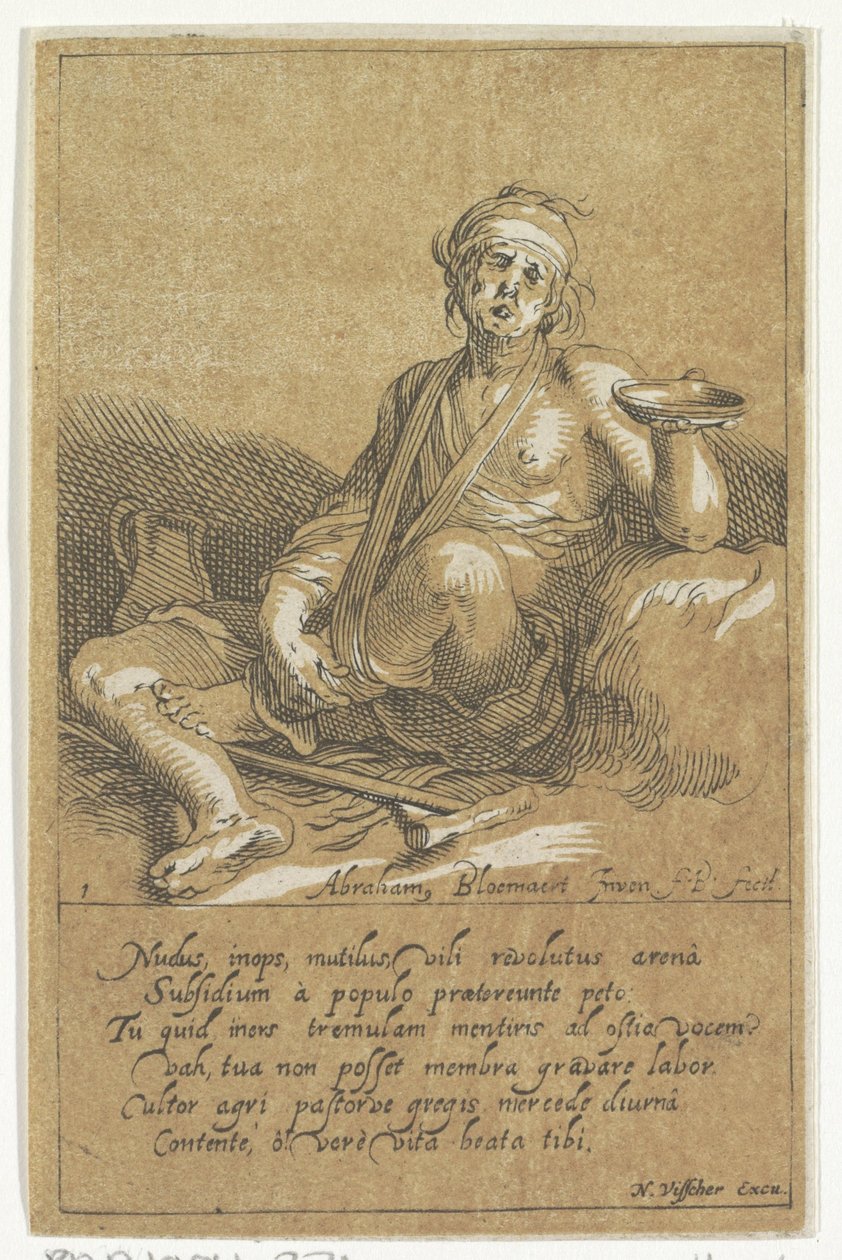 Zmrzačený žebrák s miskou Malé figurky (název série) od Frederick Bloemaert