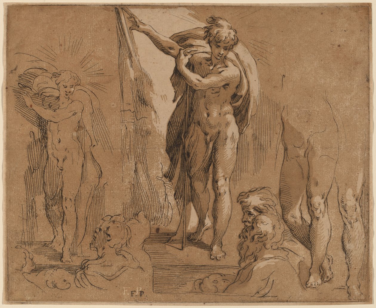 Svatý Jan Křtitel od Frederick Bloemaert after Parmigianino
