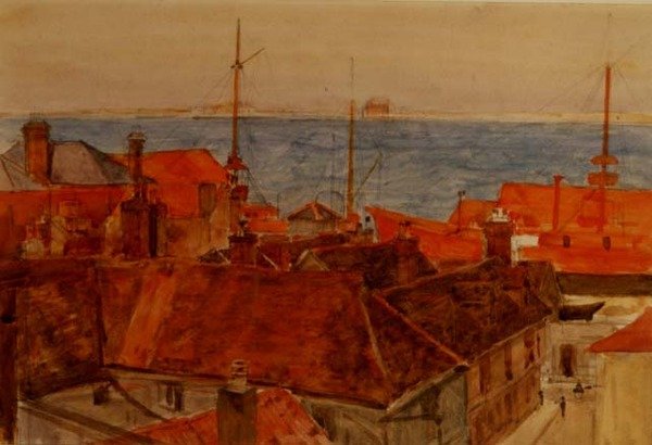 Harwich Harbour (akvarel) od Frederick Brown