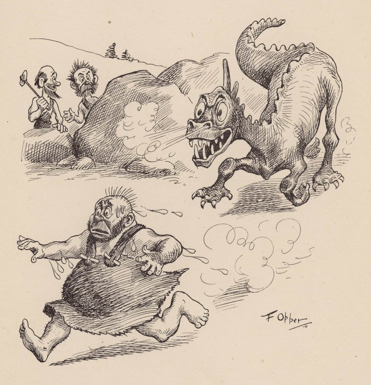 Naši předkové z doby předpotopní od F. Oppera: (litografie) od Frederick Burr Opper