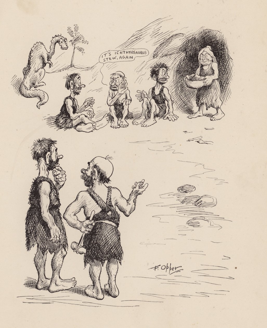 Naši předkové z doby předpotopní od F. Oppera: (litografie) od Frederick Burr Opper