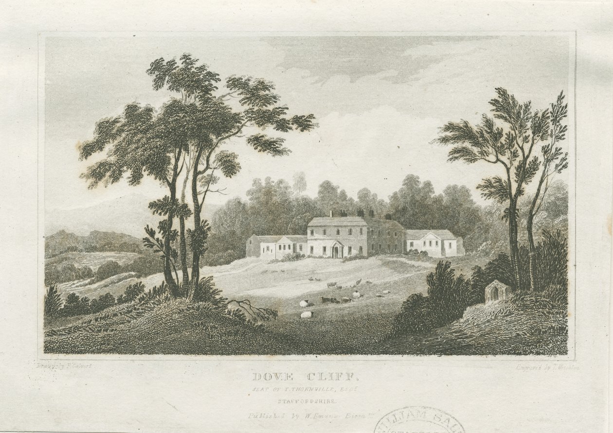 Burton-upon-Trent - Dove Cliff: rytina, nd [c 1830] (tisk) od Frederick Calvert