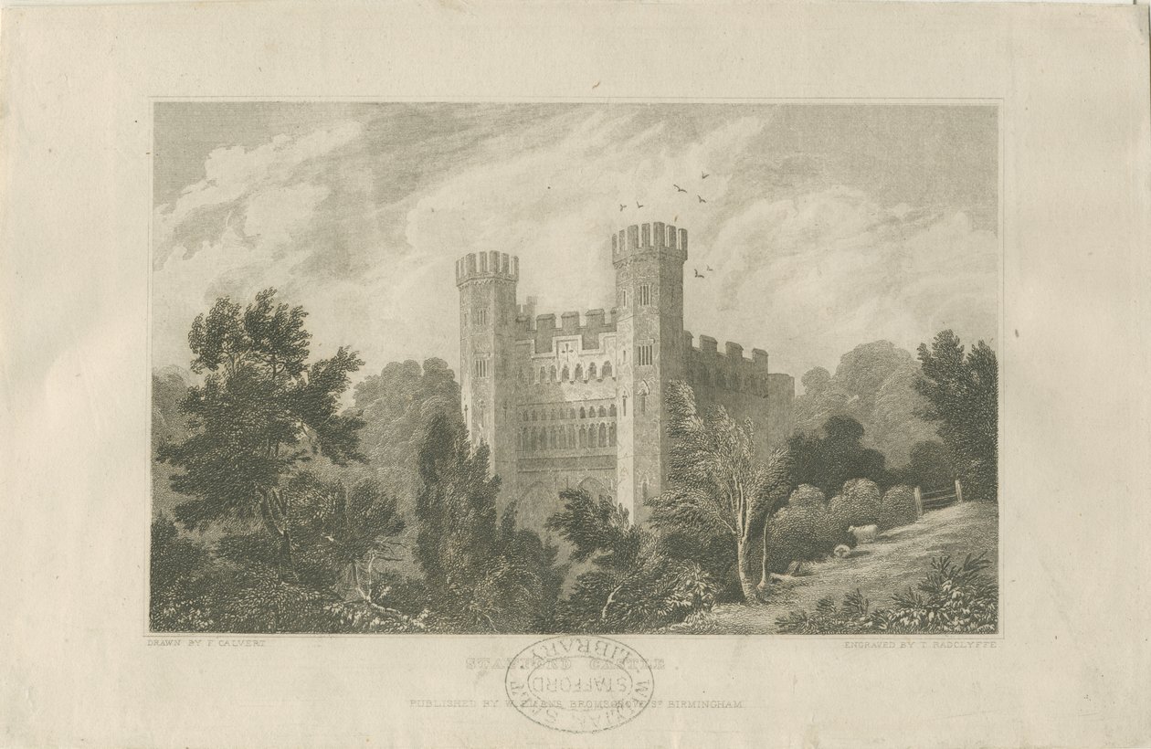 Castle Church - Stafford Castle: rytina, nd [1830] (tisk) od Frederick Calvert