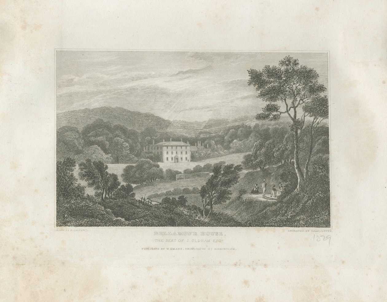 Colton - Bellamour House: rytina, nd [c 1830] od Frederick Calvert
