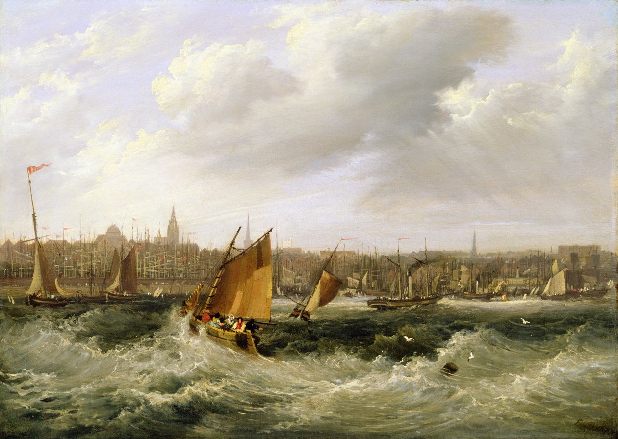 Liverpool, Lancashire od řeky Mersey a New Brighton, 1838 (pár viz 257066) od Frederick Calvert