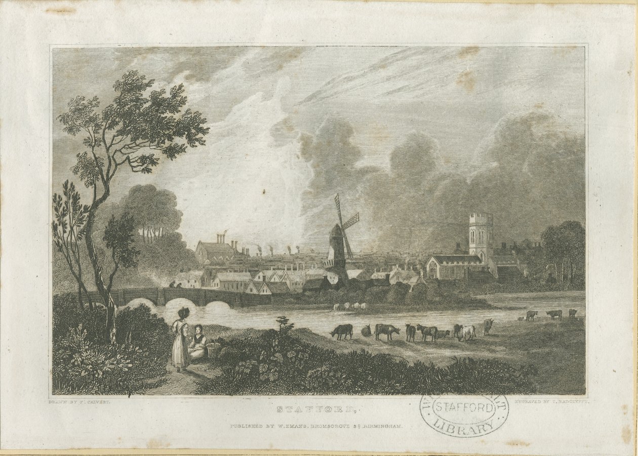 Stafford - jihozápadní pohled: rytina, nd [cca 1830] (tisk) od Frederick Calvert