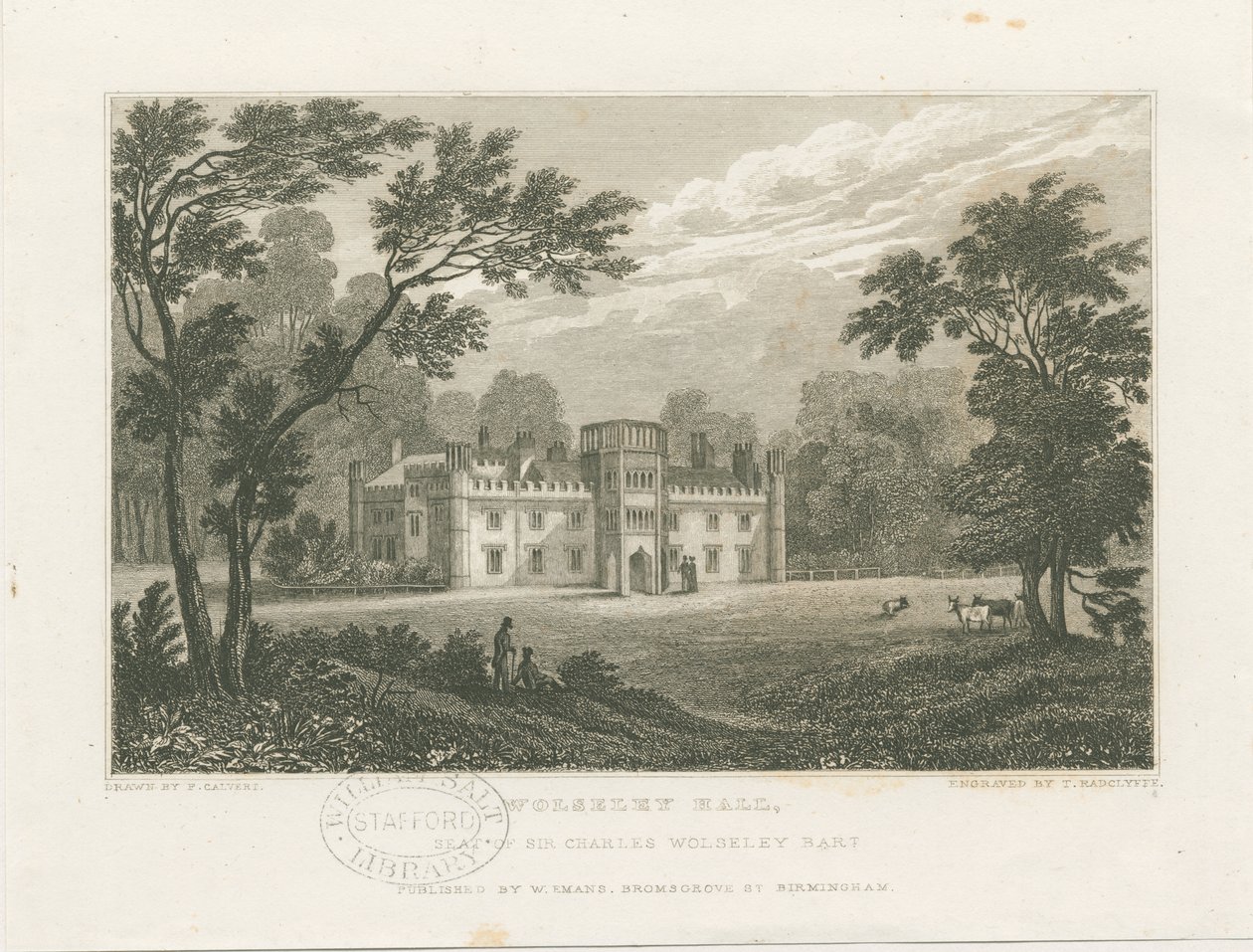 Wolseley Hall: ocelorytina, nd [c 1830] (tisk) od Frederick Calvert