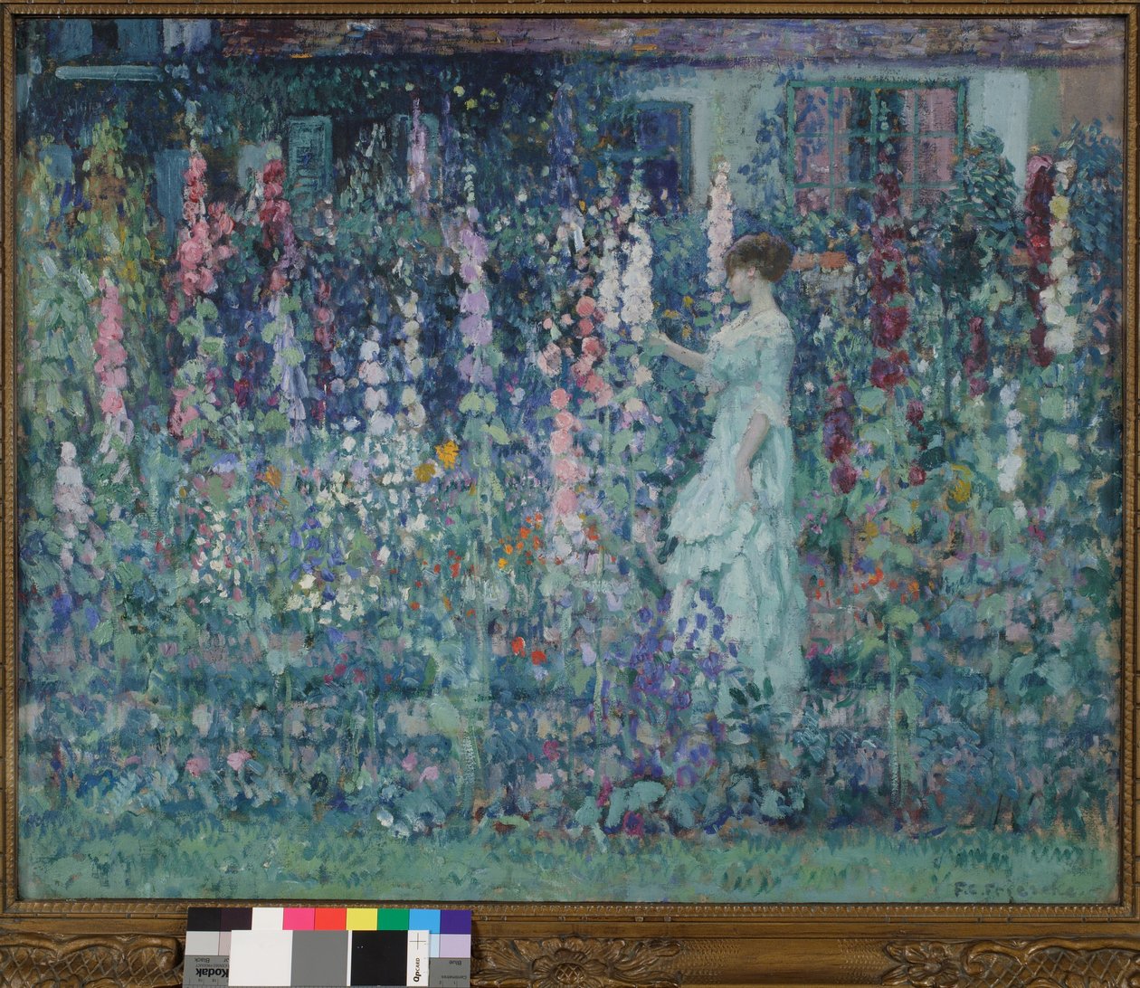 Hollyhocks od Frederick Carl Frieseke