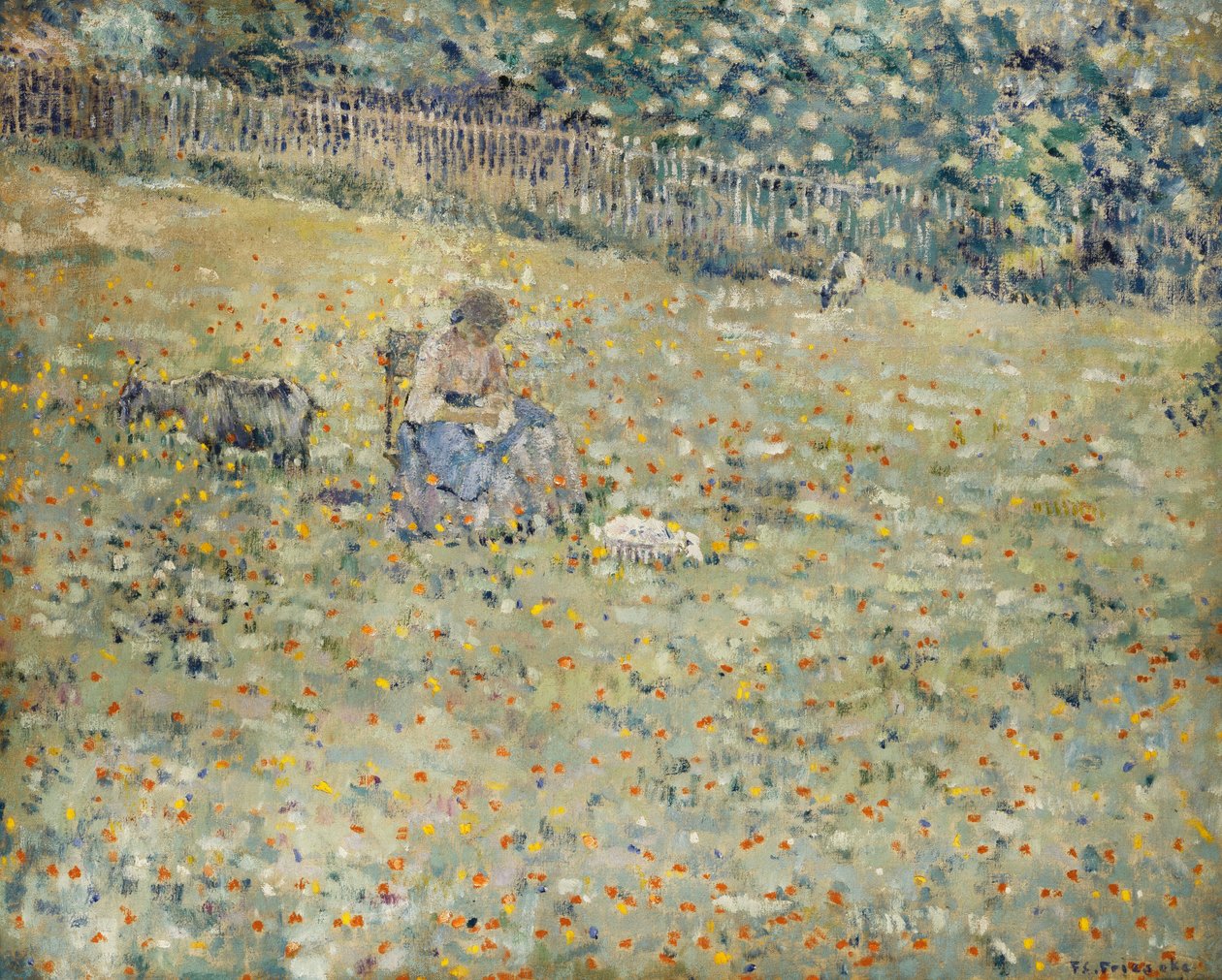 Žena a koza od Frederick Carl Frieseke