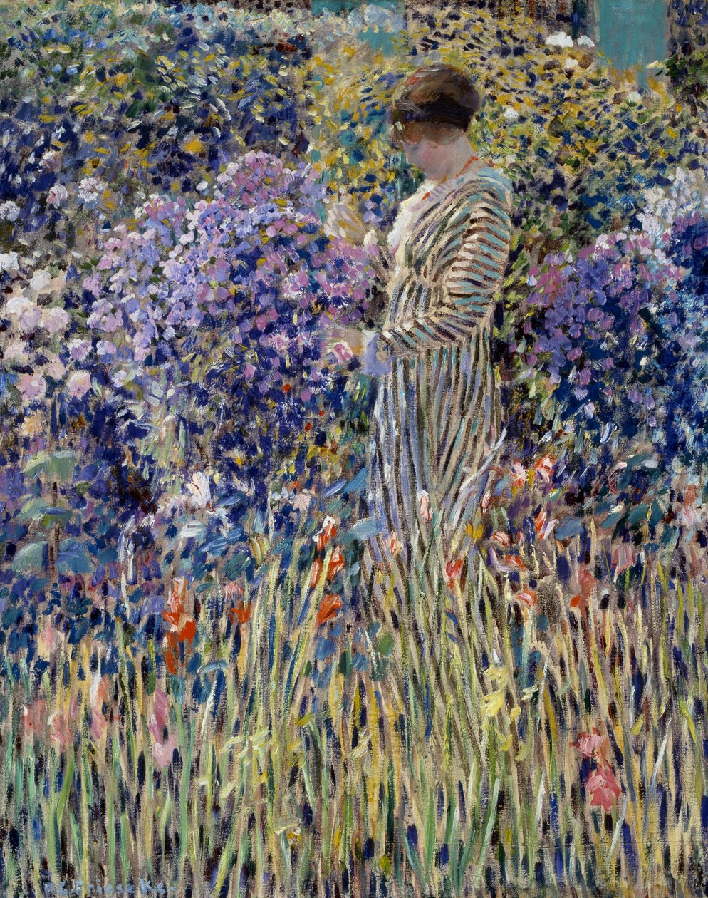 Žena v zahradě, cca 1912, obraz Frederick Carl Frieseke (1874-1939), olej na plátně, 81x65 cm od Frederick Carl Frieseke