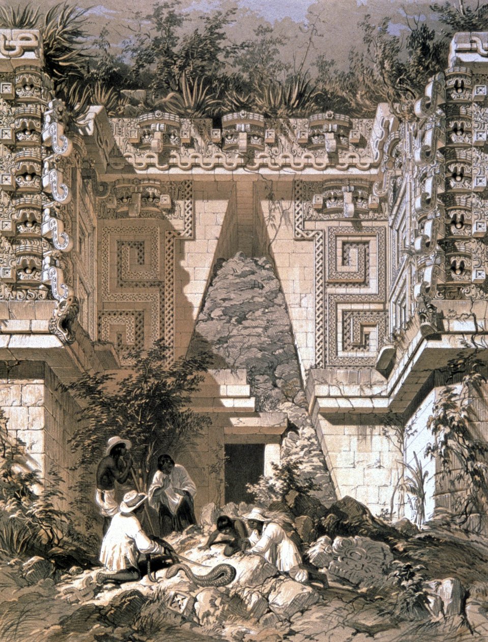 Brána, Dům guvernéra, Uxmal od Frederick Catherwood