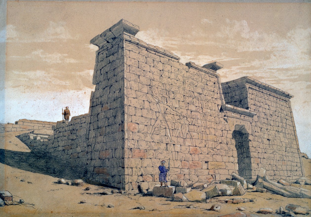 Chrám, Núbie, Egypt, 1824 od Frederick Catherwood