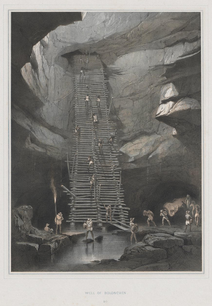 Pohledy na starověké památky ve Střední Americe, Chiapas a Yucatan, Pl. 20: Studna Bolonchen, 1844. od Frederick Catherwood