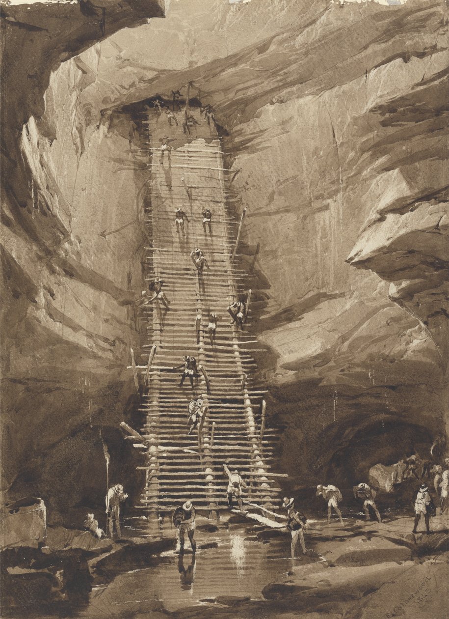 Dobře v Bolonchen, Yucatan (pero, inkoust, tužka a mytí na papíře) od Frederick Catherwood