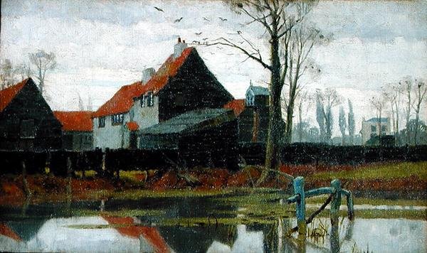 Hospodářské budovy, asi 1889 (olej na plátně) od Frederick Cayley Robinson