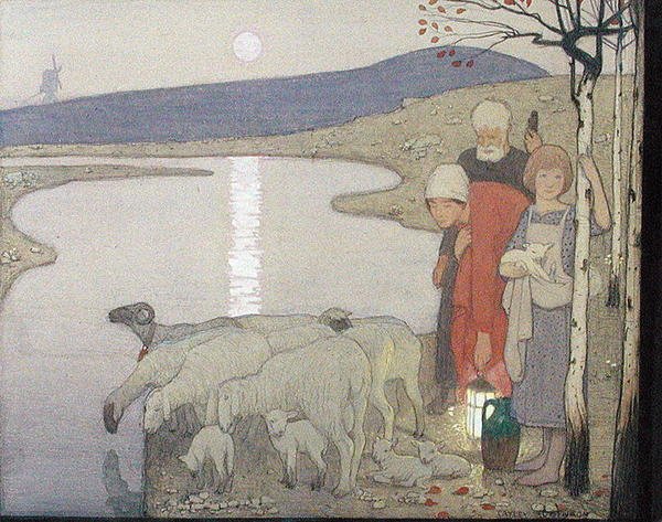 Pastorální, kolem roku 1923 (grafit, akvarel a kvaš na palubě) od Frederick Cayley Robinson