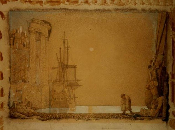 Vykládání nákladu (tužka a křída) od Frederick Cayley Robinson