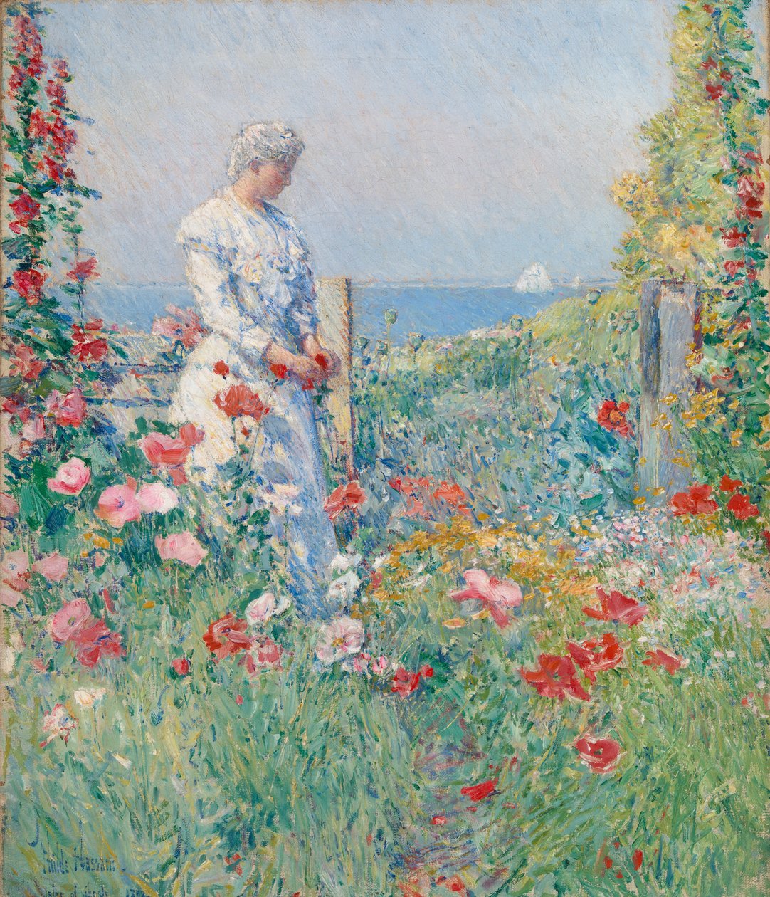 V zahradě Celia Thaxter ve své zahradě, 1892. od Frederick Childe Hassam