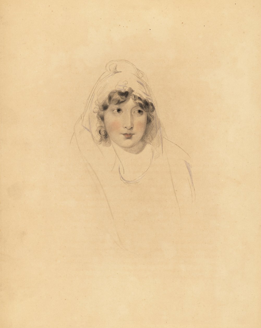 Portrét lady Augusty Lowtherové, hraběnky z Fane, manželky 1. hraběte z Lonsdale. Ručně tónovaná rytina Fredericka Christiana Lewise podle ilustrace sira Thomase Lawrence z P.G. Patmore