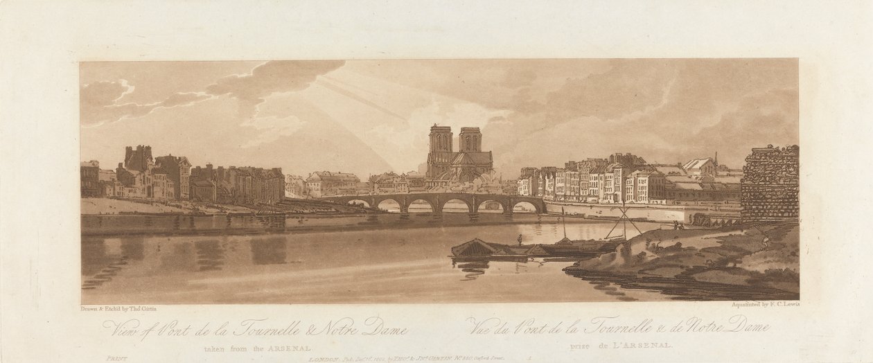 Pohled na Pont de la Tournelle a Notre Dame, převzatý z Arsenalu 1802 od Frederick Christian Lewis the Elder
